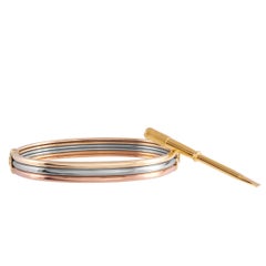 Cartier Love 18K White, Yellow, and Rose Gold Bangle Bracelet with Screwdriver