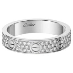 Cartier Love 18K White‑Gold Pave‑Set Diamond Wide‑Band Ring