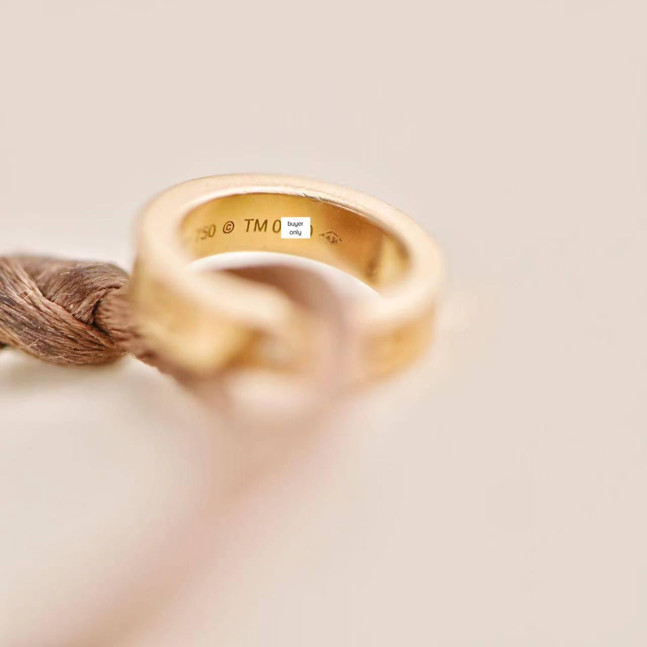 Brilliant Cut Cartier Love 18k Yellow and Rose 4 Diamond Sevres Porcelain Brown Cord Bracelet
