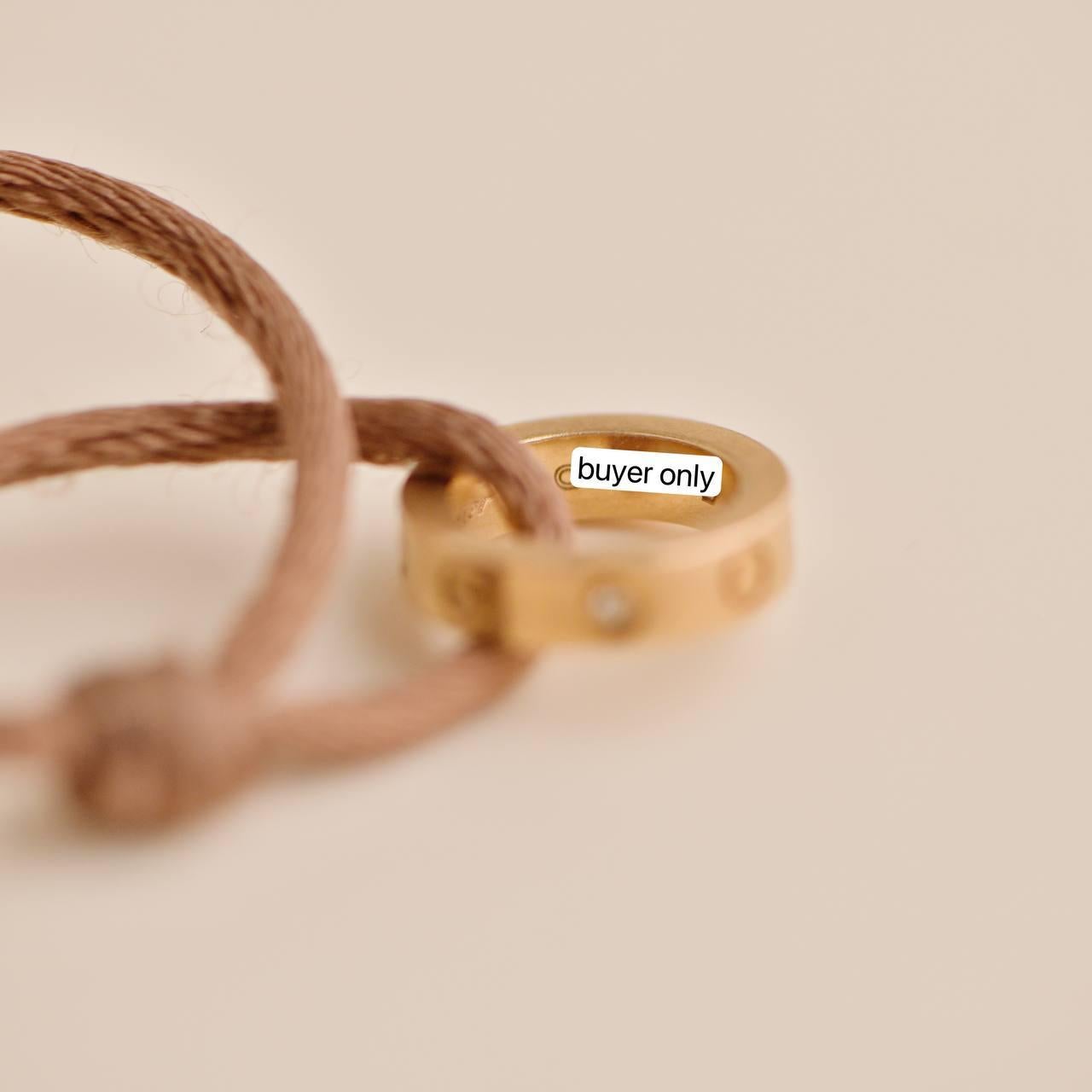 Cartier Love 18k Yellow and Rose 4 Diamond Sevres Porcelain Brown Cord Bracelet 3
