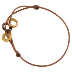 Cartier Love 18k Yellow and Rose 4 Diamond Sevres Porcelain Brown Cord Bracelet