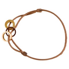 Cartier Love 18k Yellow and Rose 4 Diamond Sevres Porcelain Brown Cord Bracelet
