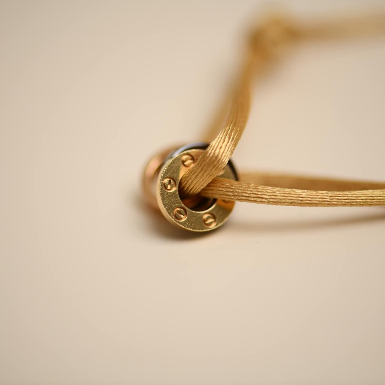 Cartier Love 18k Yellow and Rose 4 Diamond Sevres Porcelain Cord Bracelet 1