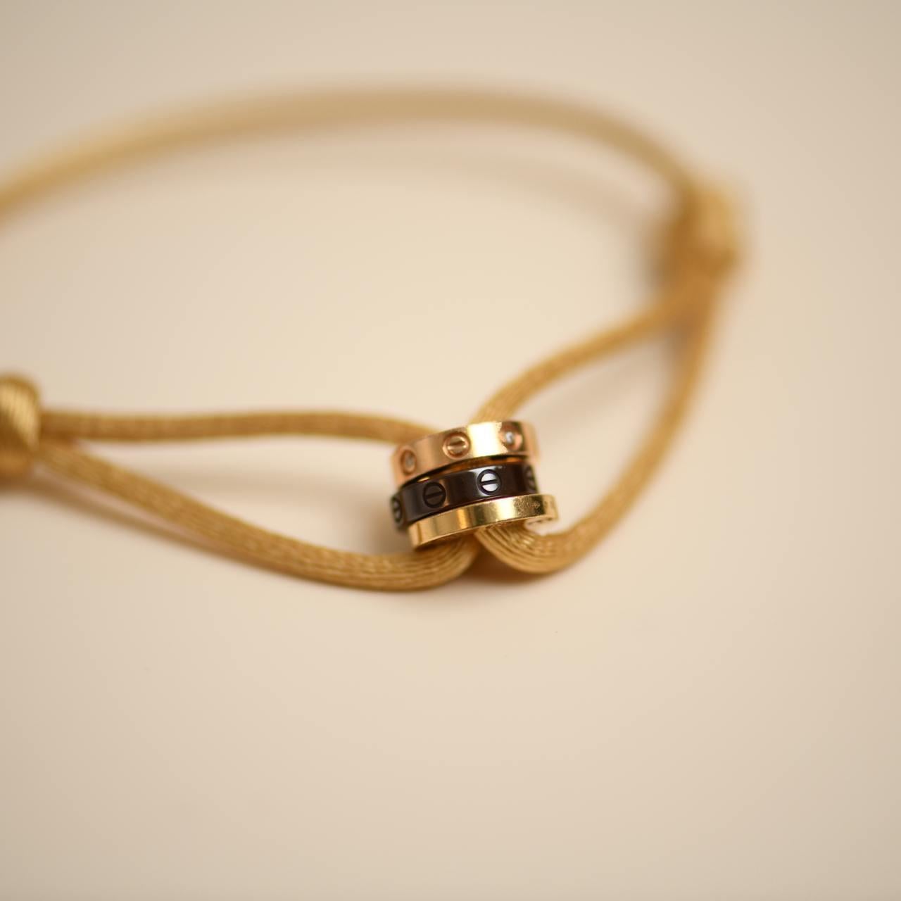Cartier Love 18k Yellow and Rose 4 Diamond Sevres Porcelain Cord Bracelet 2
