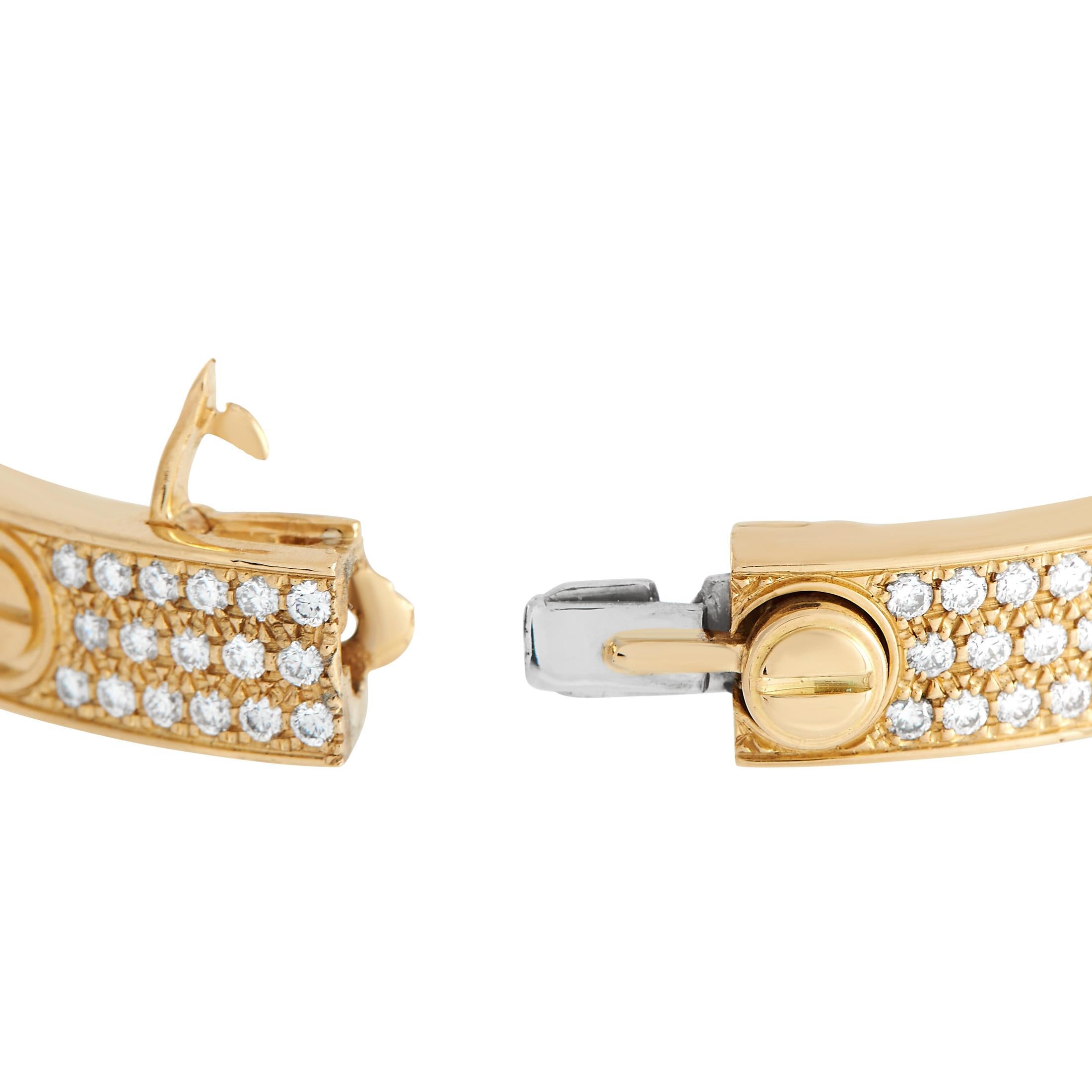 Taille ronde Cartier Bracelet LOVE en or jaune 18 carats avec diamants de 1,99 carat, taille 17 en vente