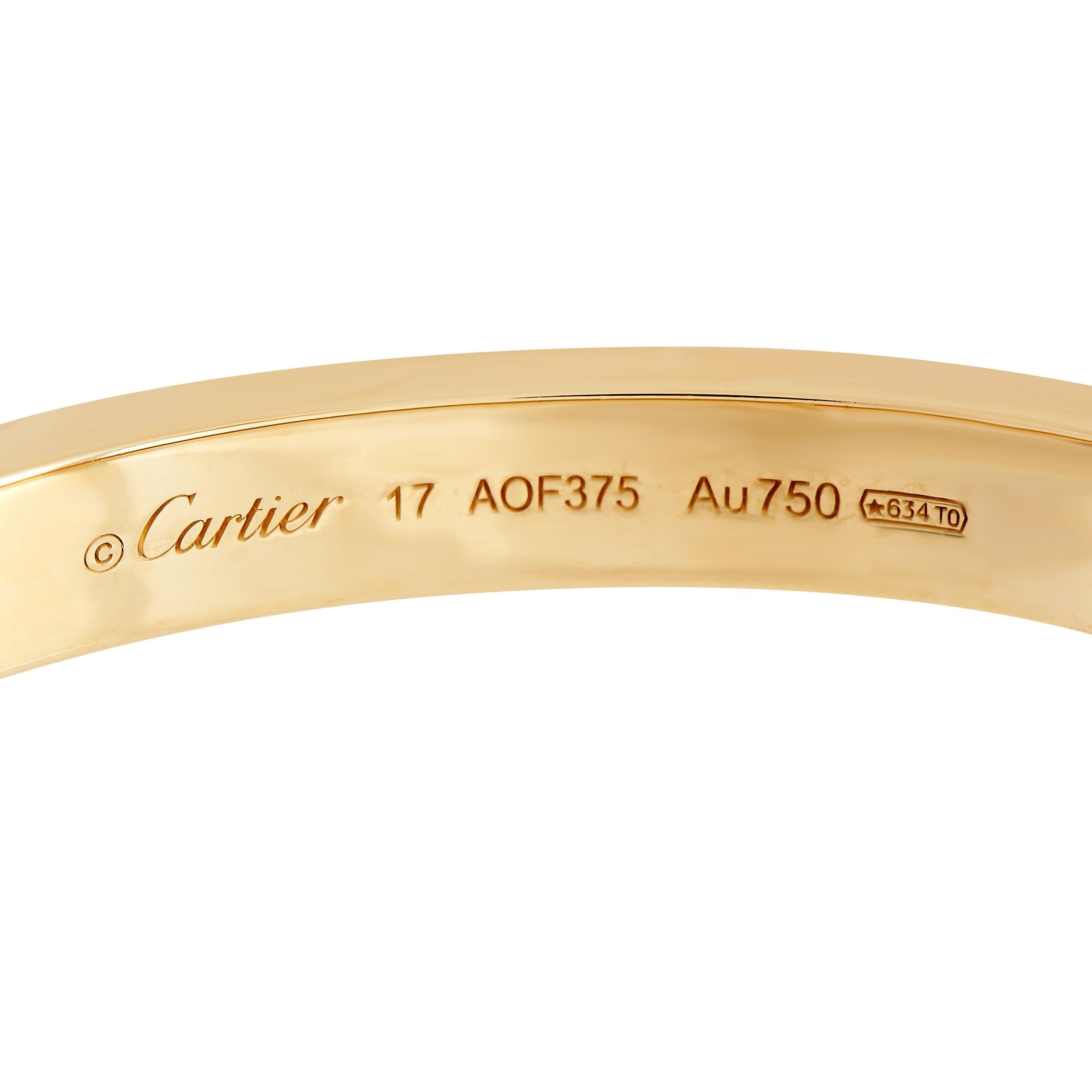 Cartier Bracelet LOVE en or jaune 18 carats avec diamants de 1,99 carat, taille 17 Excellent état - En vente à Southampton, PA