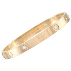 Cartier Love 18K Yellow Gold 4 Diamond Bracelet