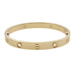 Cartier Love 18 Karat Yellow Gold 4 Diamond Bracelet