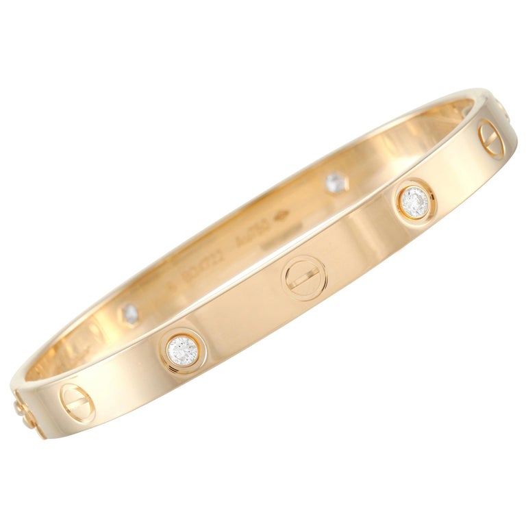 Cartier Love 18k Yellow Gold 4 Diamond Bracelet At 1stdibs