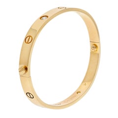Cartier Love 18K Yellow Gold 4 Diamonds Love Bangle Bracelet