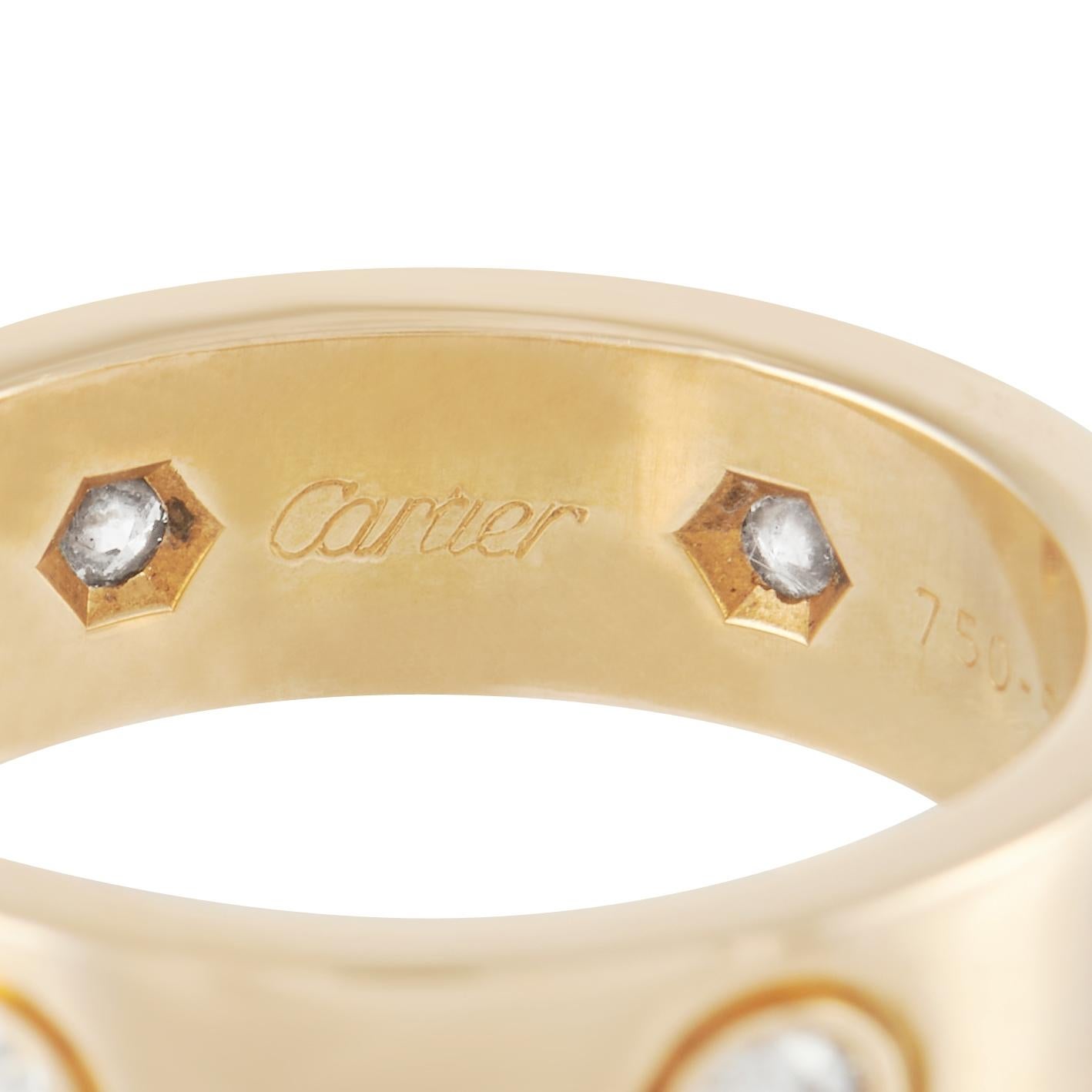 Women's Cartier LOVE 18k Yellow Gold 6 Diamond Band Ring