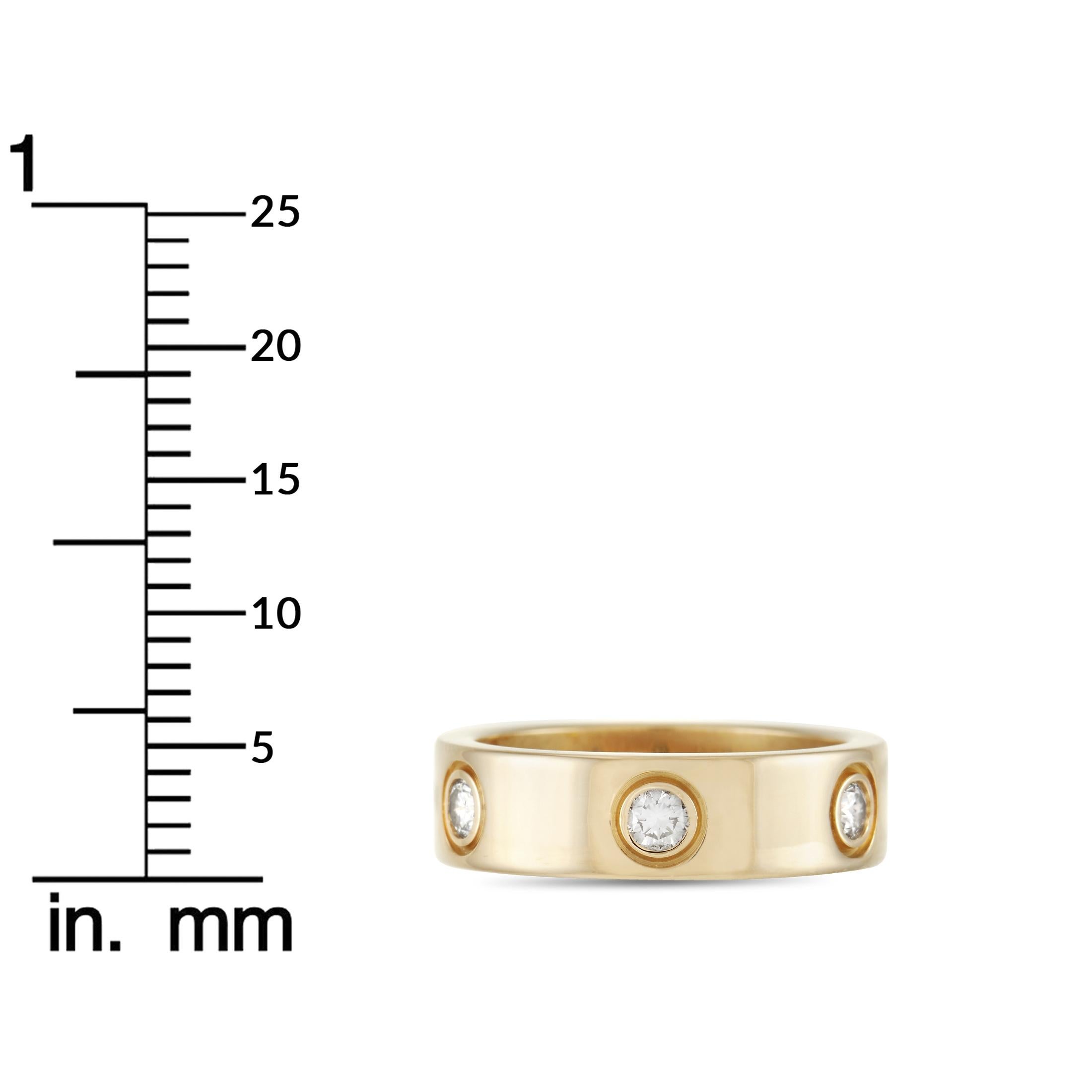 Cartier LOVE 18k Yellow Gold 6 Diamond Band Ring 1