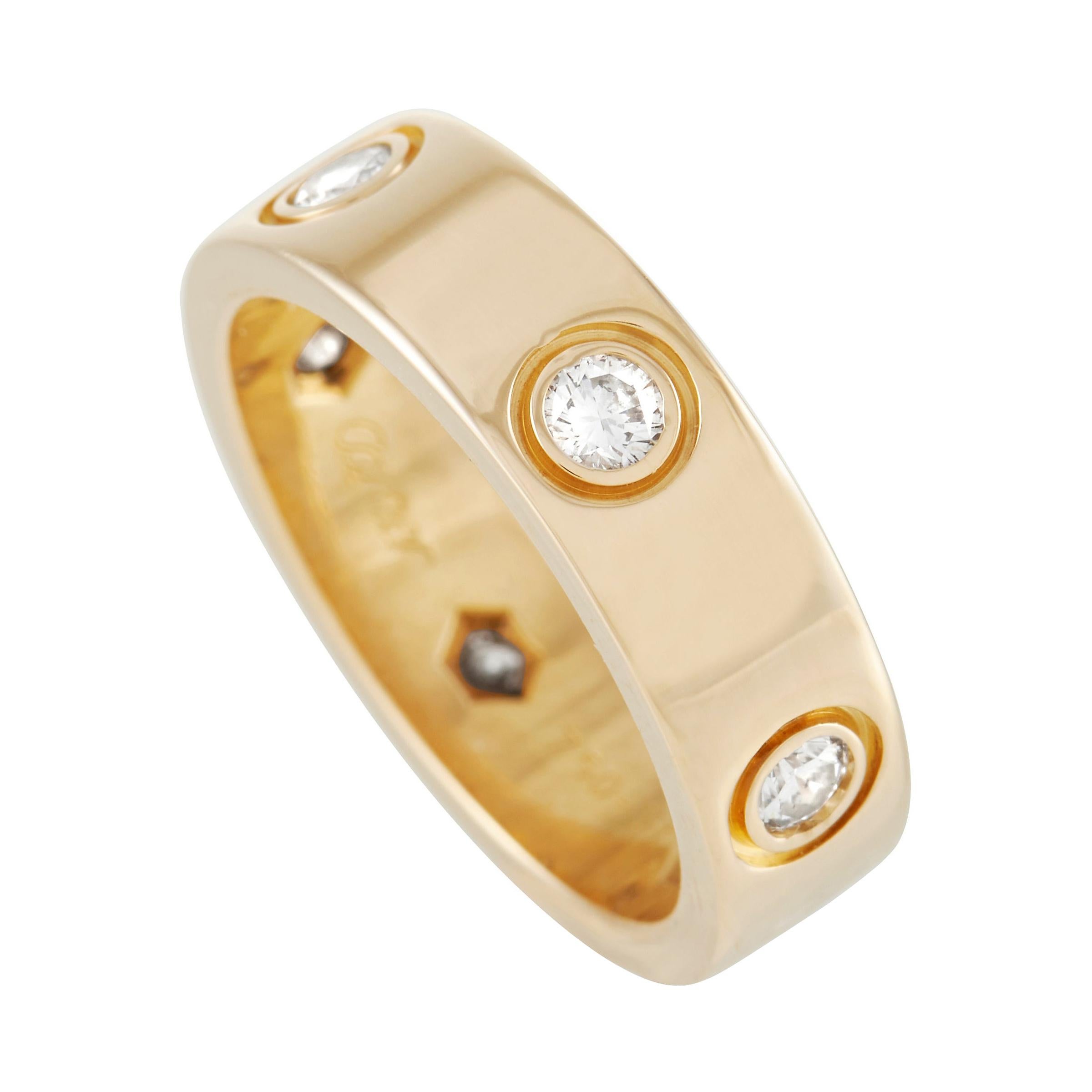 Cartier LOVE 18k Yellow Gold 6 Diamond Band Ring