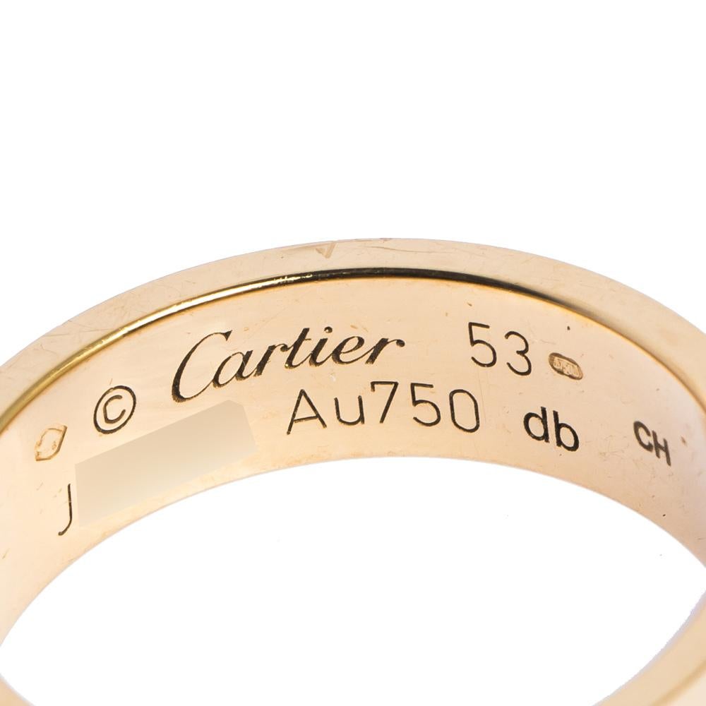 Contemporary Cartier LOVE 18K Yellow Gold Band Ring 53