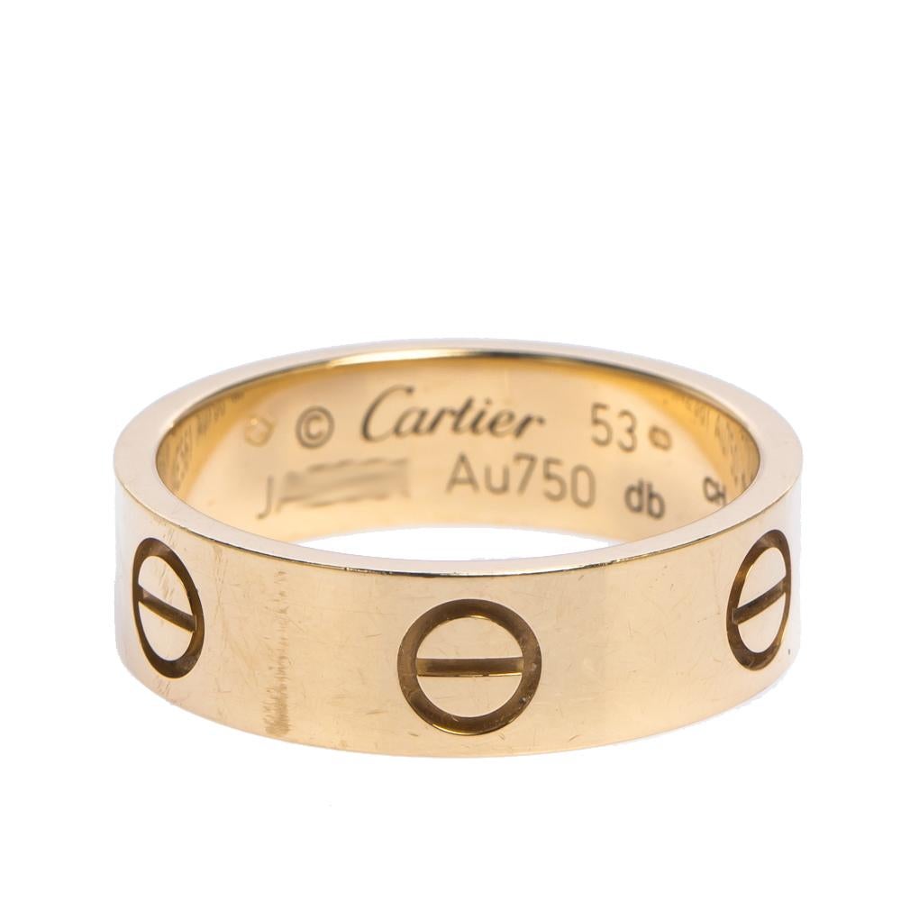 Women's Cartier LOVE 18K Yellow Gold Band Ring 53
