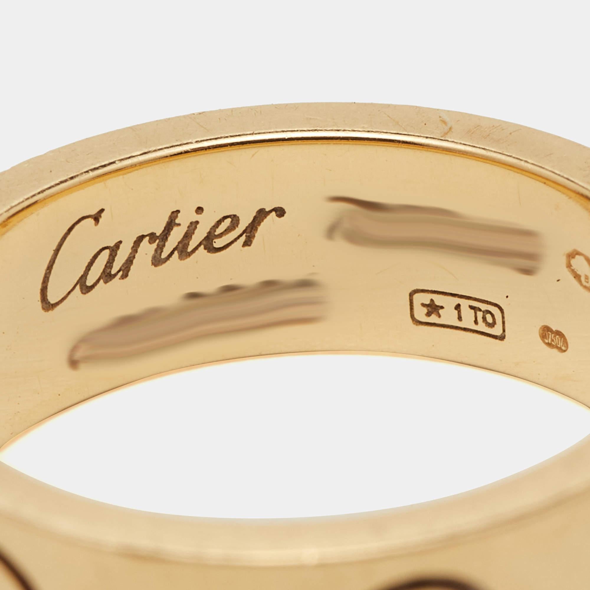 Women's Cartier Love 18k Yellow Gold Band Ring  For Sale