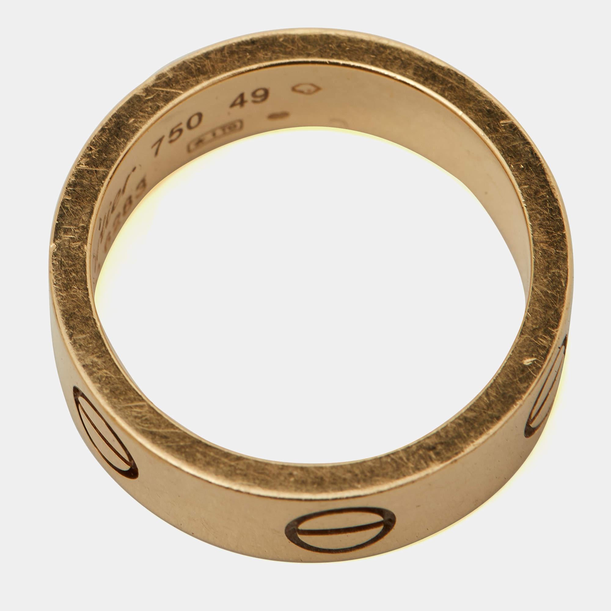 Cartier Love 18k Yellow Gold Band Ring  For Sale 1