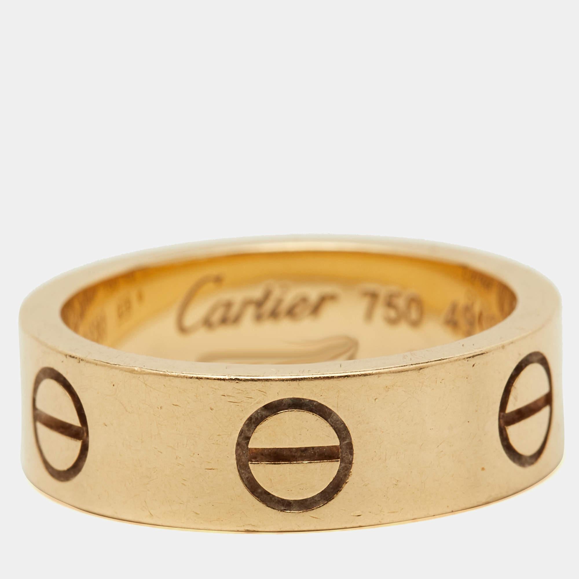 Cartier Love 18k Yellow Gold Band Ring  For Sale 2