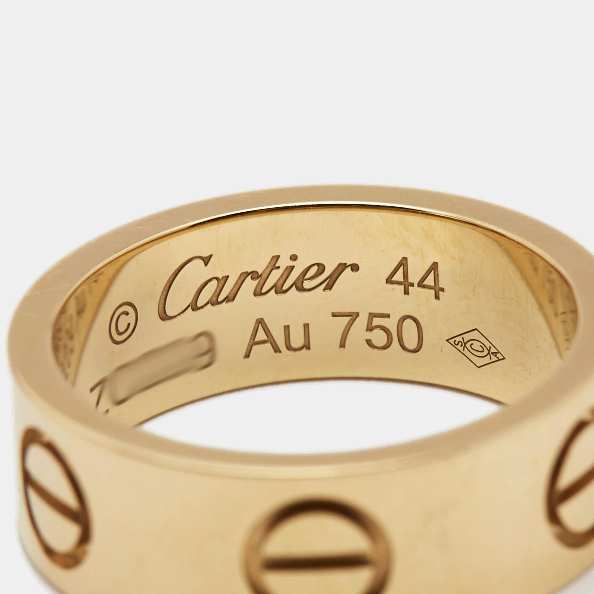 Contemporain Cartier, bague Love en or jaune 18 carats, taille 44