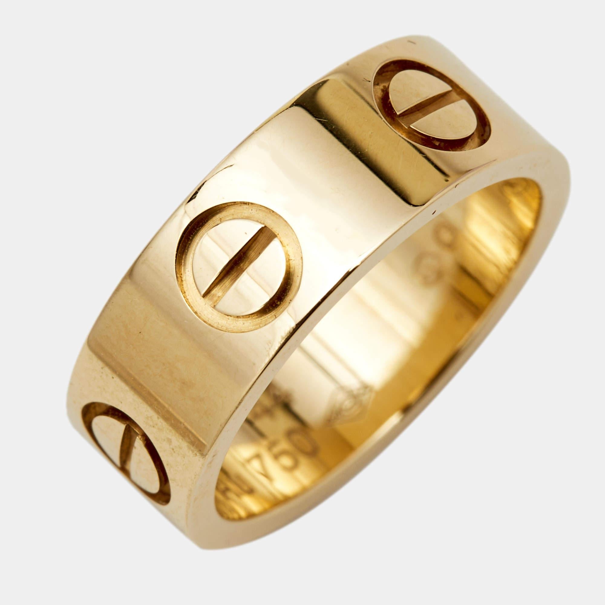  Cartier, bague Love en or jaune 18 carats, taille 44 Pour femmes 