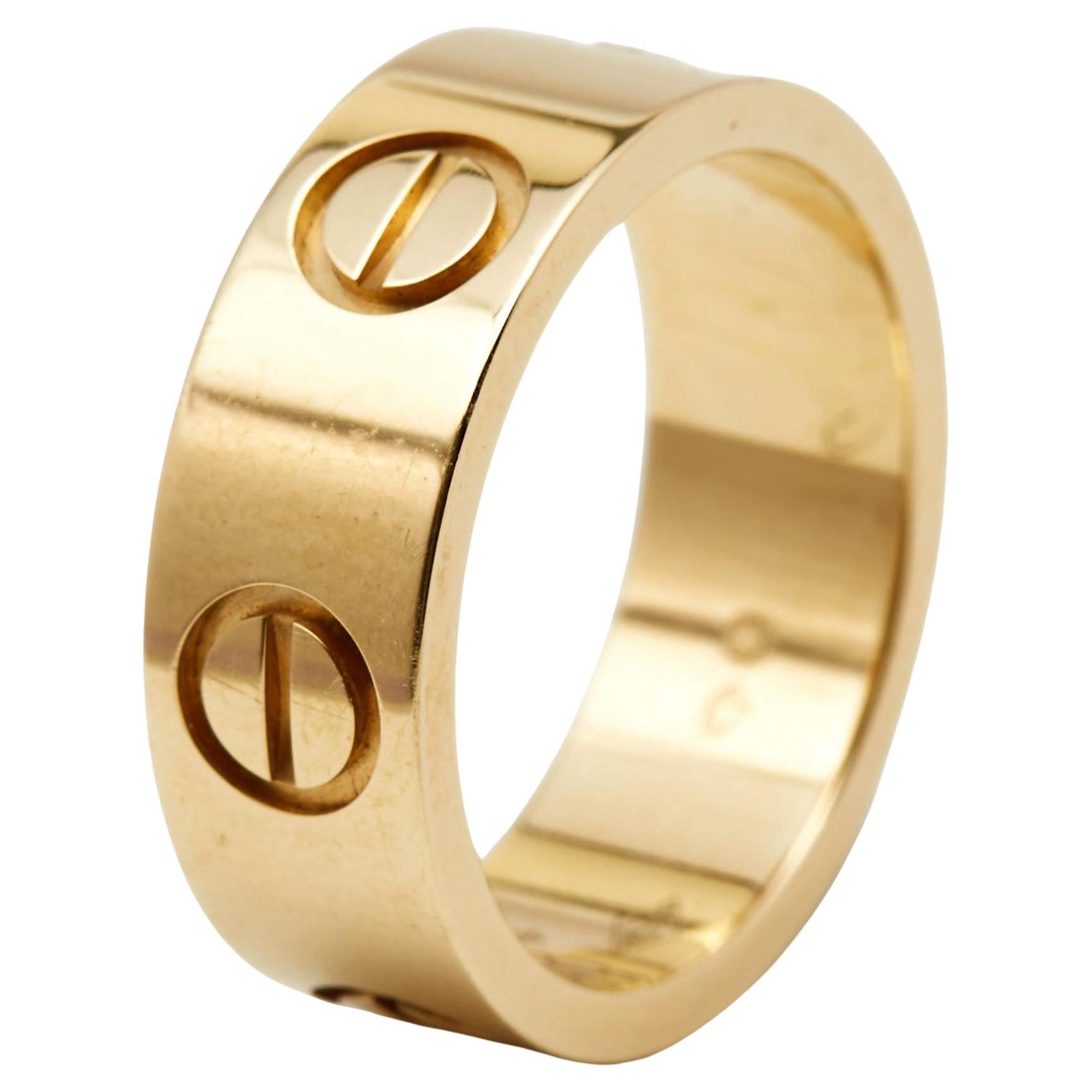 Cartier Love 18k Yellow Gold Band Ring Size 44 For Sale