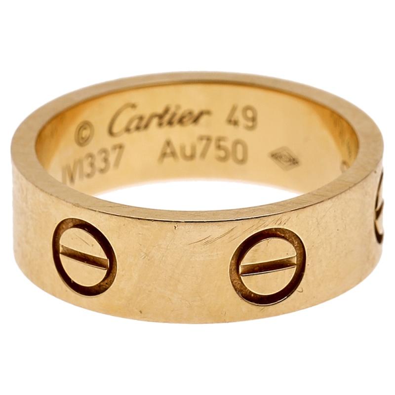 Cartier Love 18K Yellow Gold Band Ring Size 49 In Good Condition In Dubai, Al Qouz 2