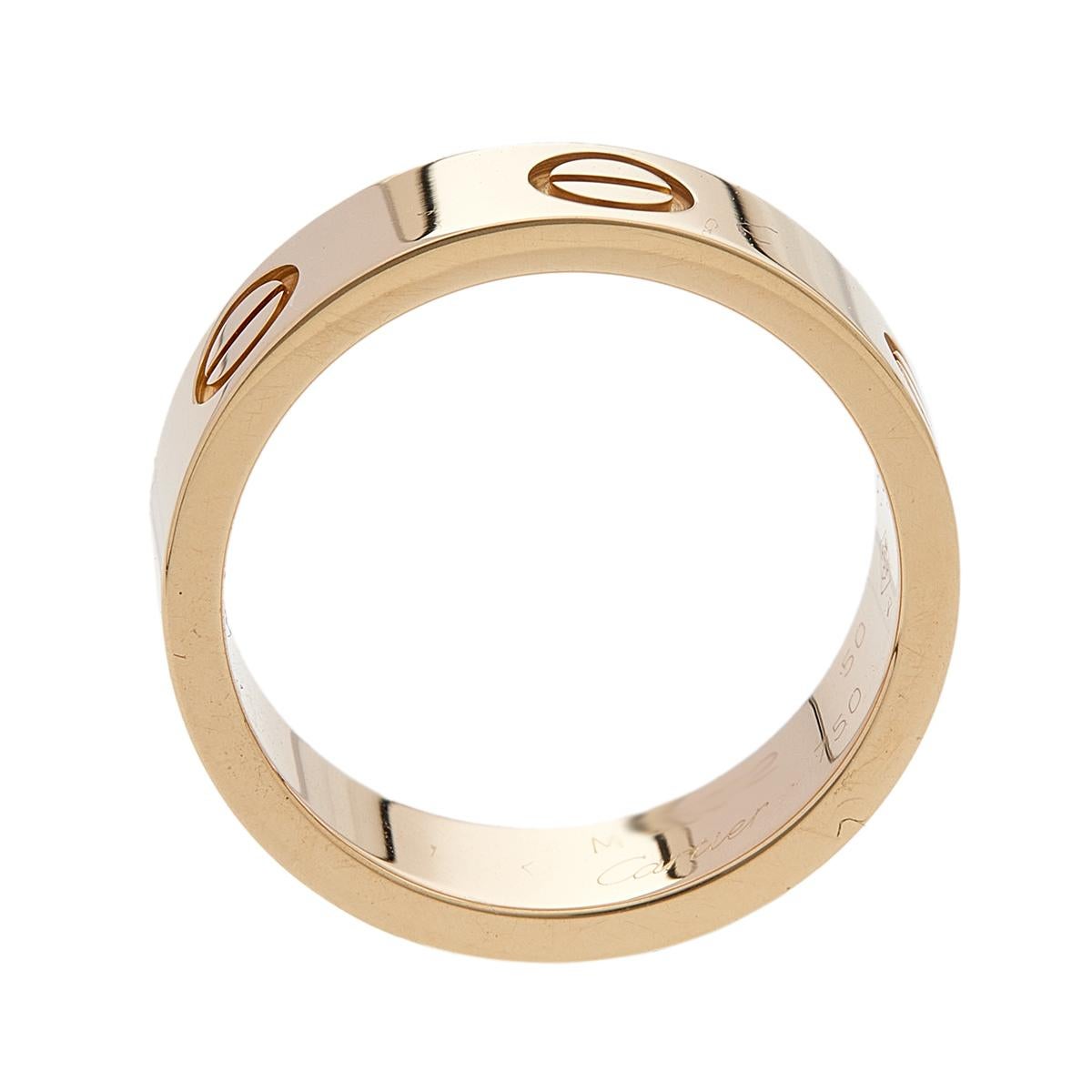 Women's Cartier Love 18k Yellow Gold Band Ring Size 50