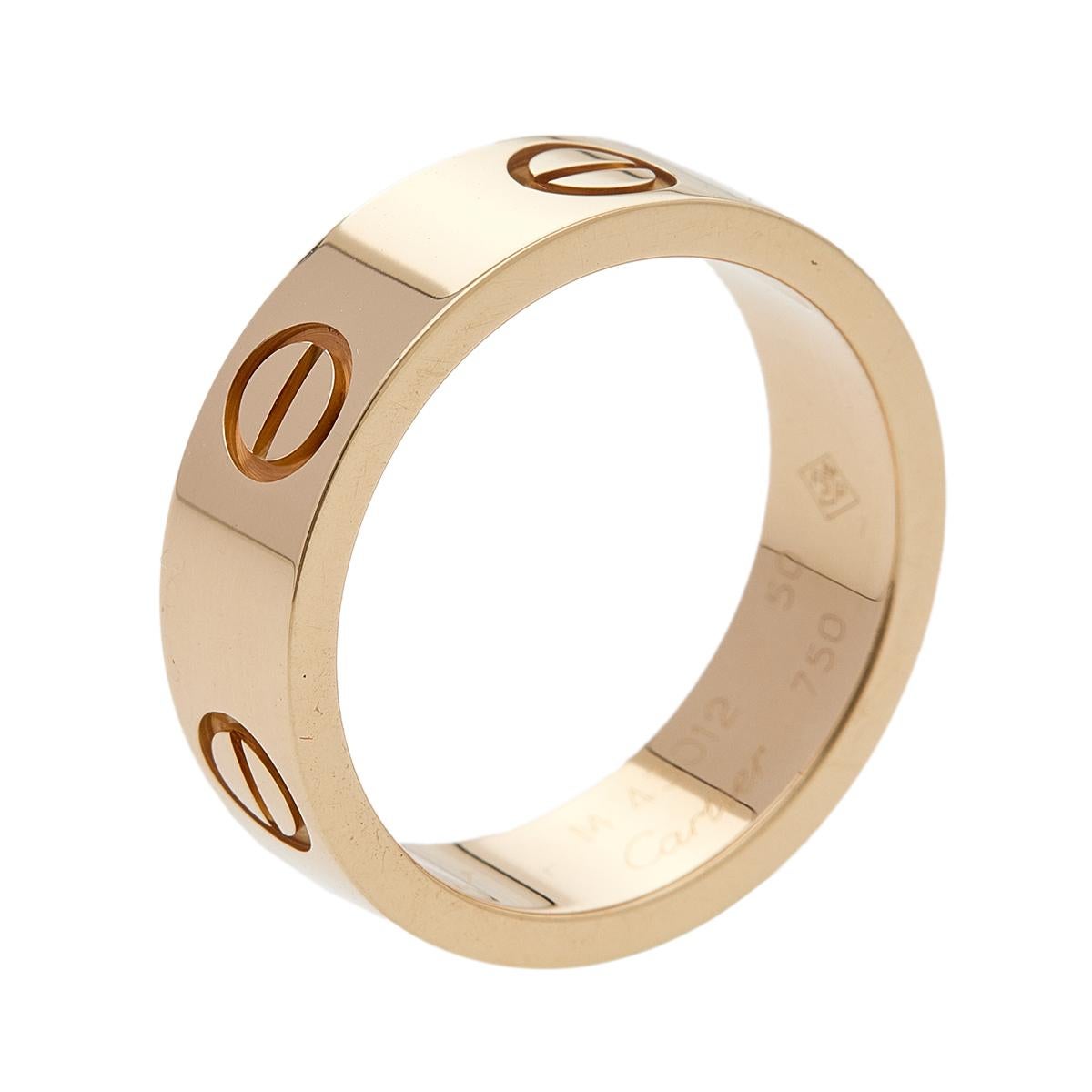 Cartier Love 18k Yellow Gold Band Ring Size 50 1
