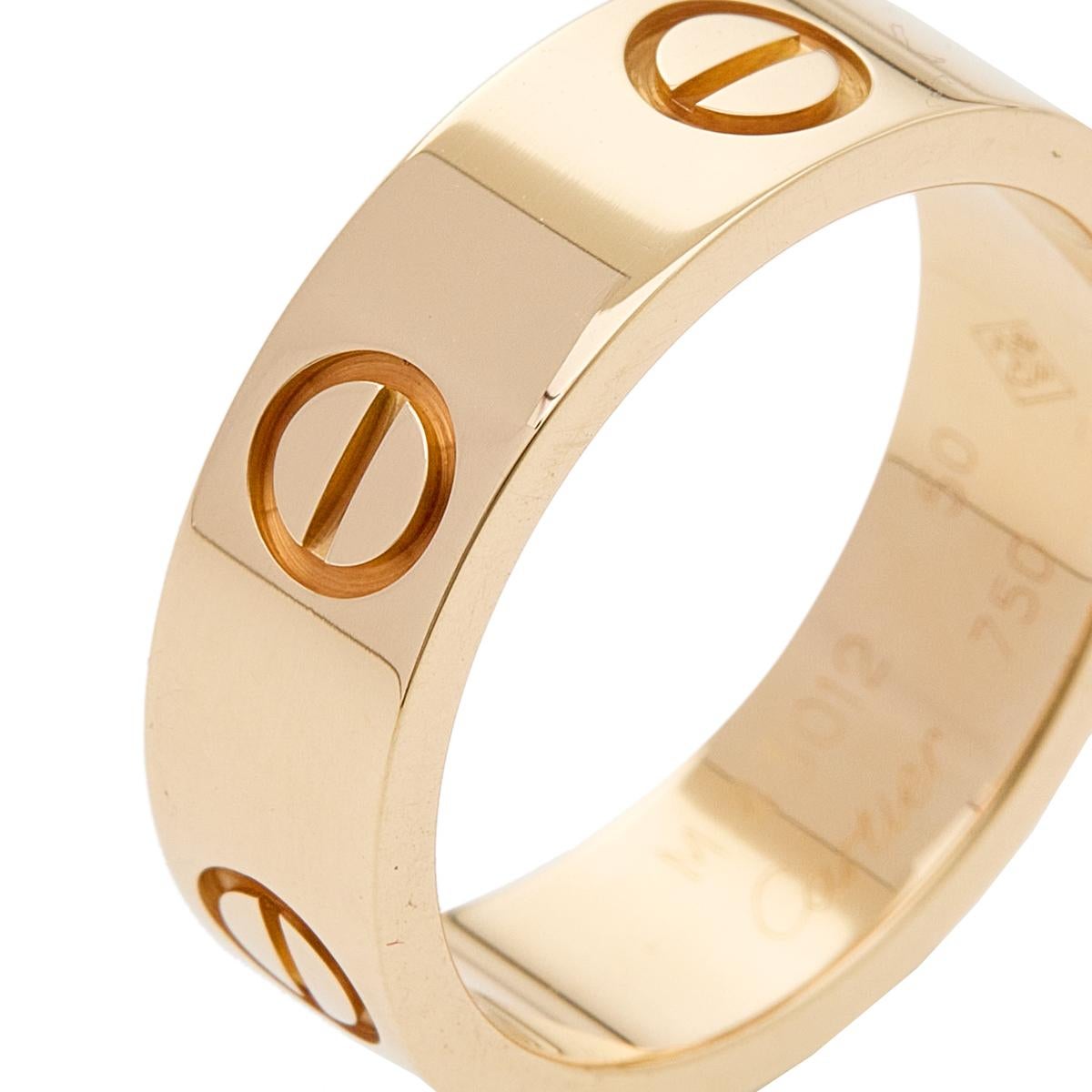 Cartier Love 18k Yellow Gold Band Ring Size 50 2