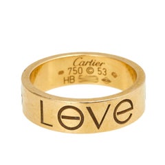 Cartier Love 18K Yellow Gold Band Ring Size 53