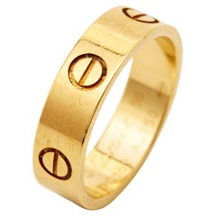 Vintage Cartier Love 18k Yellow Gold Band Ring Size 56