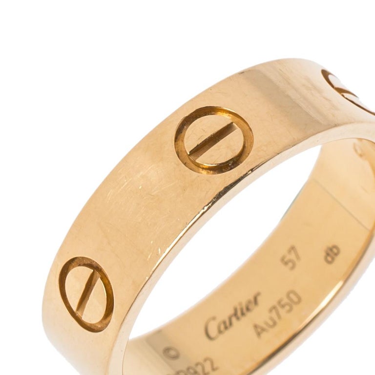 Cartier Love 18K Yellow Gold Band Ring Size 57 at 1stDibs cartier ring size 57, cartier size