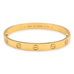 Cartier Love 18K Yellow Gold Bangle Bracelet Size 16 with Certificate