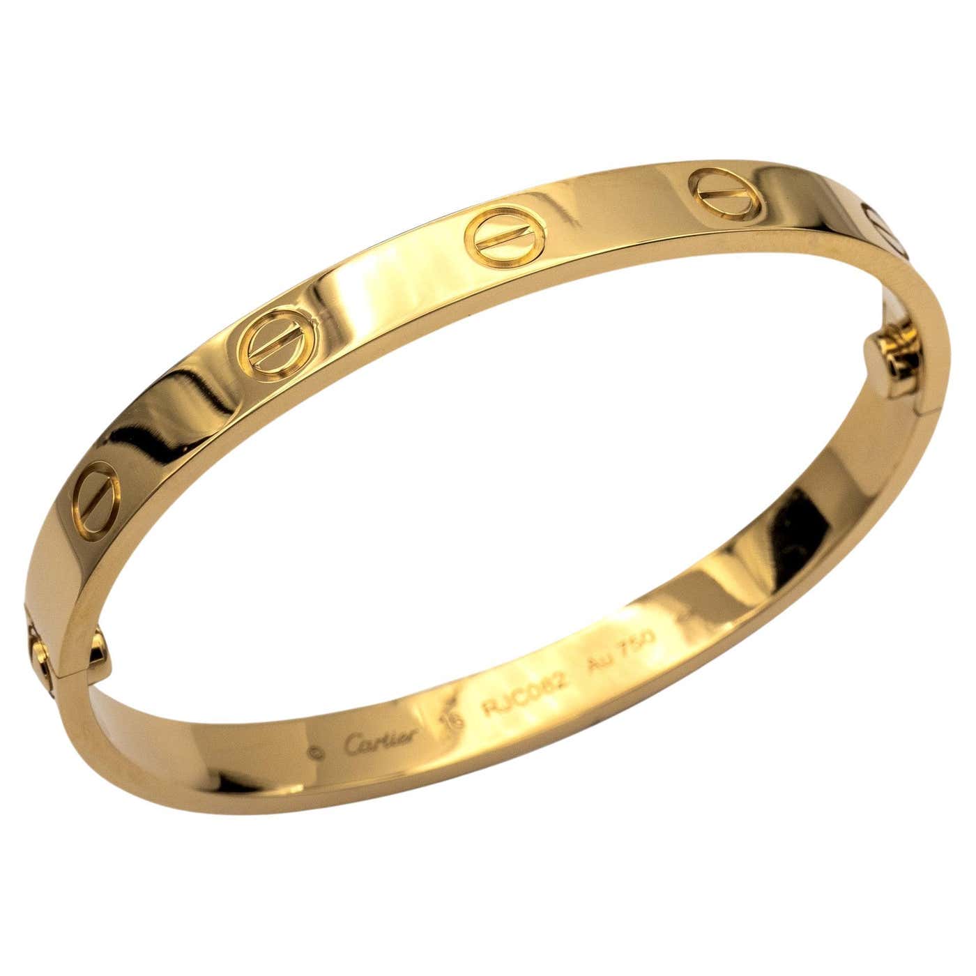 Cartier Love 18K Yellow Gold Bangle Bracelet Size 16 With Certificate cartier-love-18k-yellow-gold-bangle-bracelet-size-16-with-certificate
