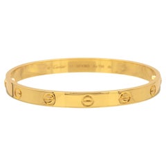 Cartier Love 18K Yellow Gold Bangle Bracelet Size 17 with Certificate