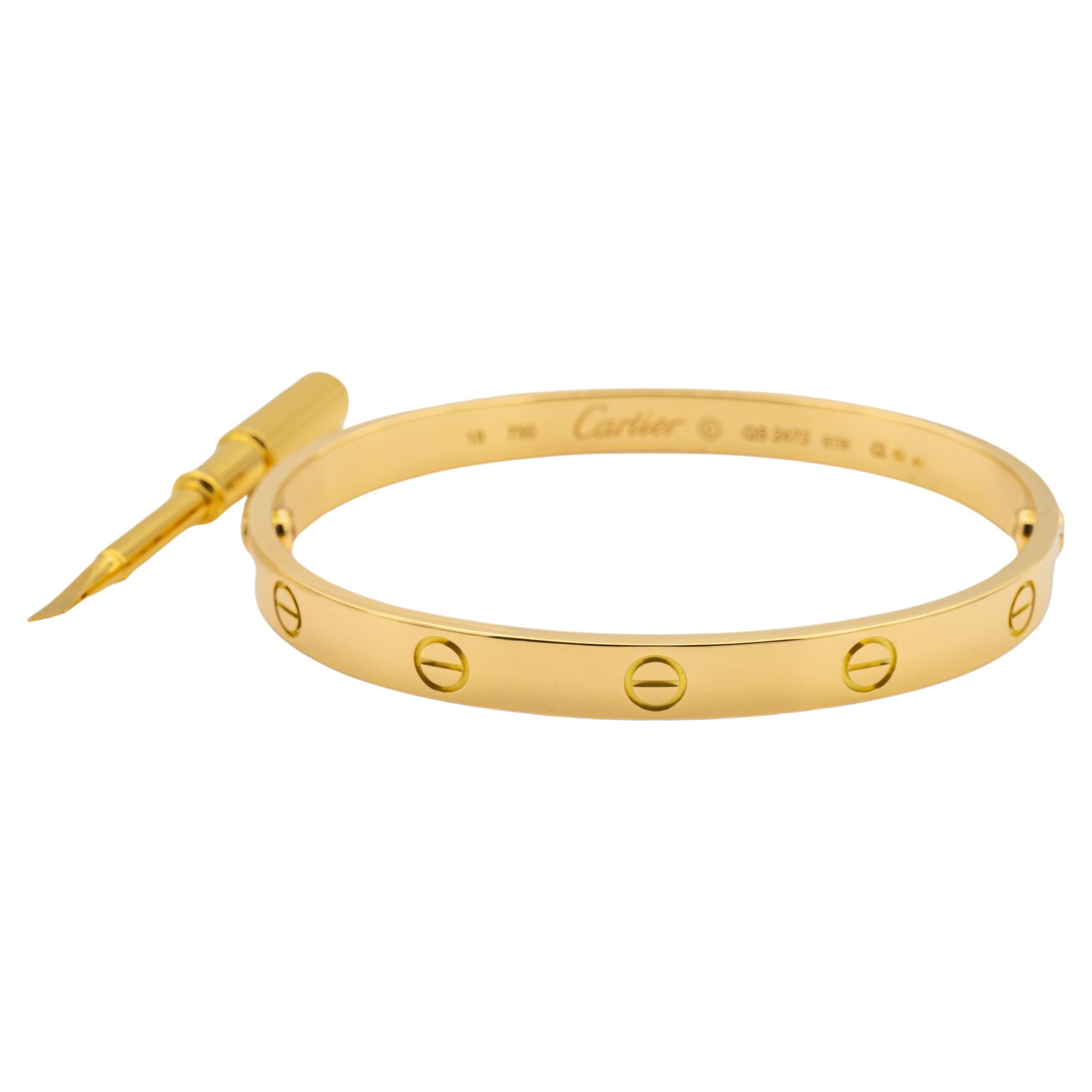 Cartier Love 18K Yellow Gold Bangle Bracelet with Cert and Receipt