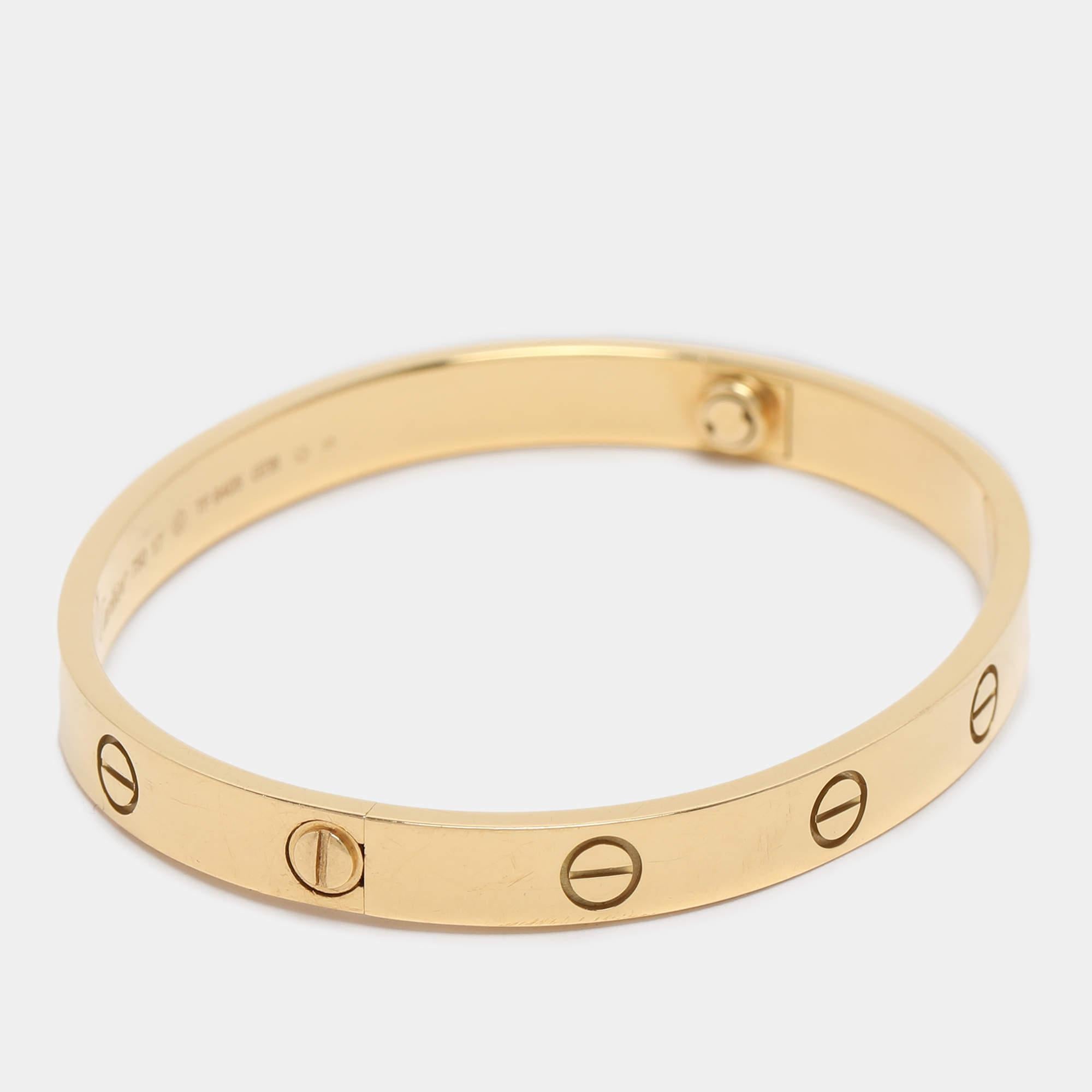 Cartier Love 18K Yellow Gold Bracelet 17 In Good Condition In Dubai, Al Qouz 2
