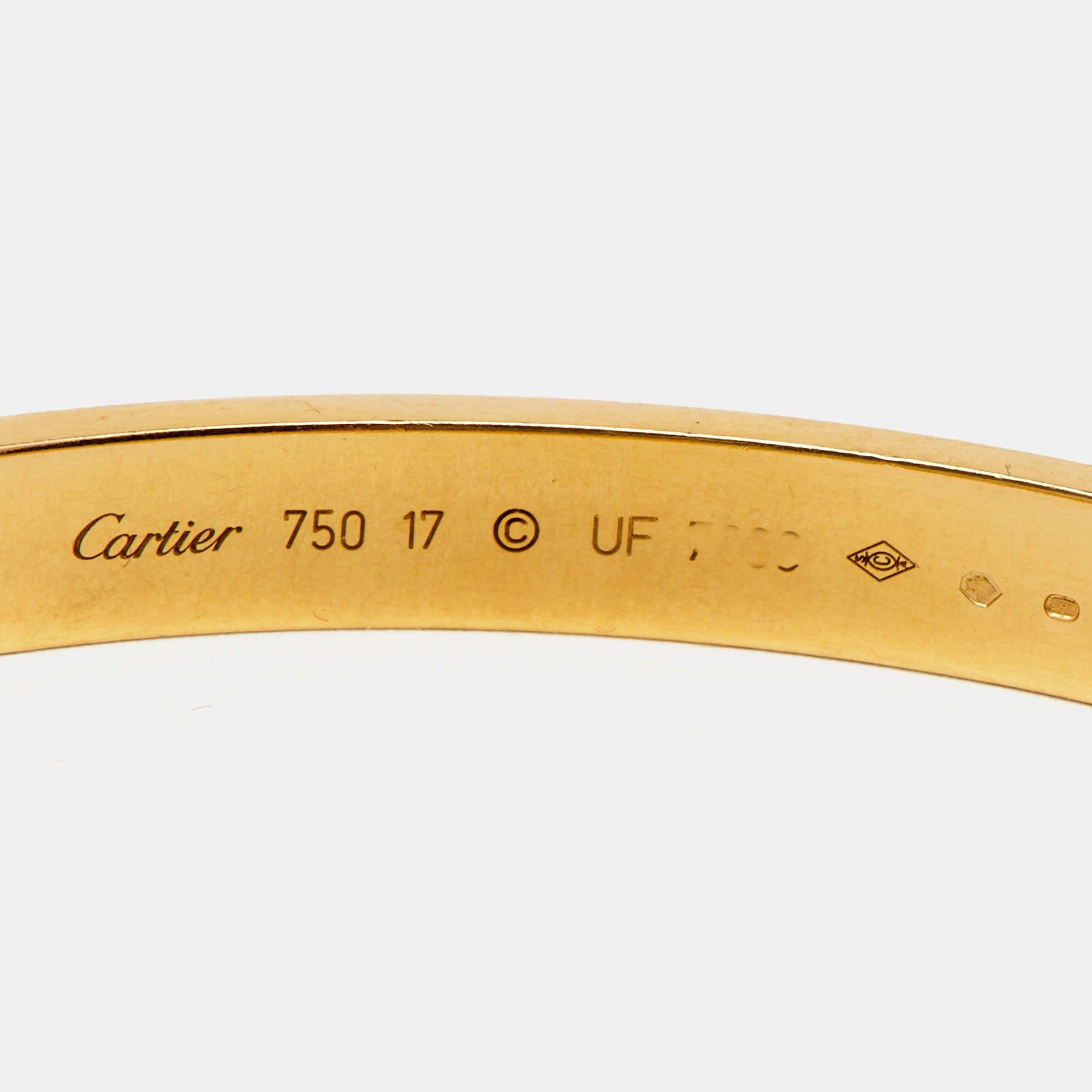Contemporary Cartier Love 18K Yellow Gold Bracelet 17