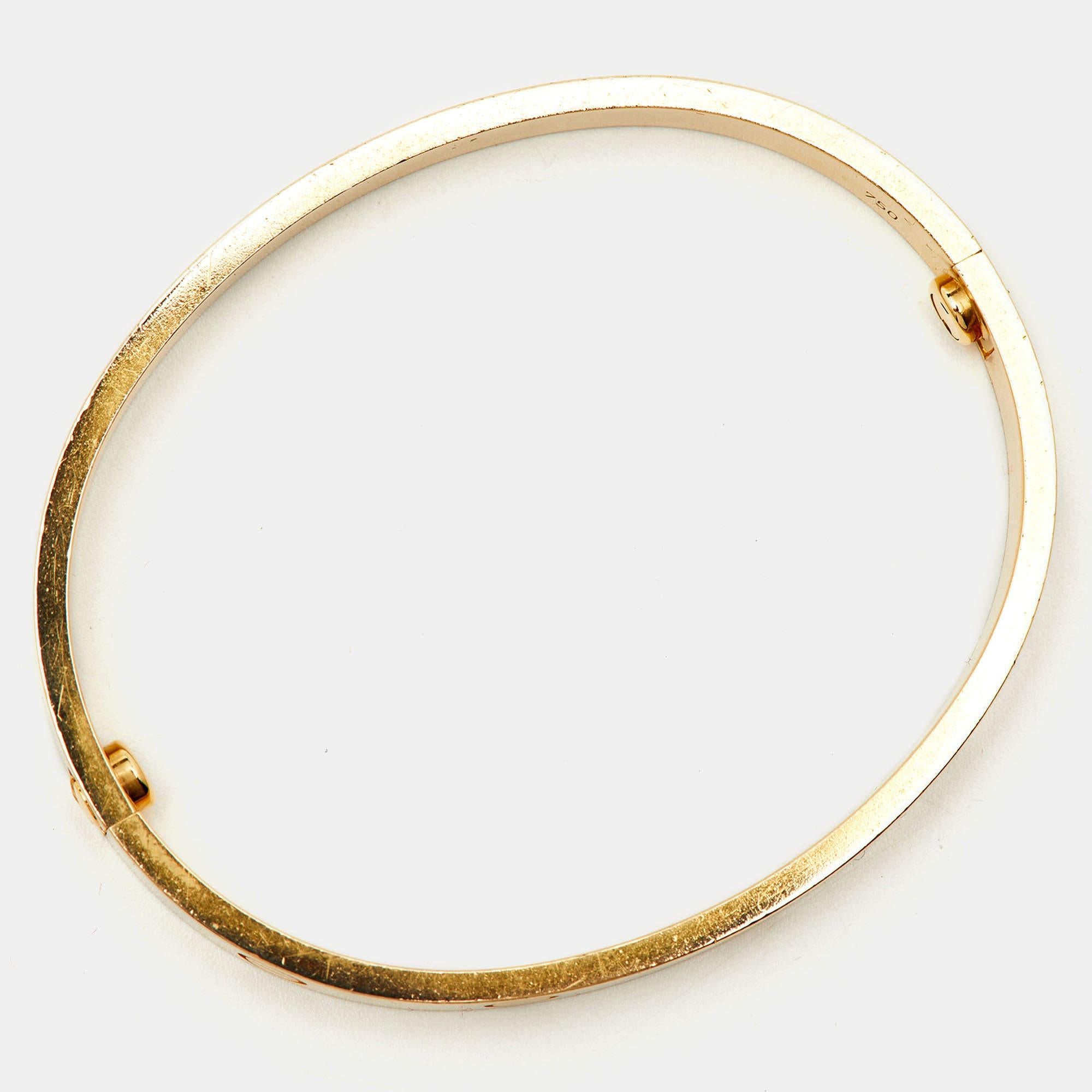 Cartier Love 18K Yellow Gold Bracelet 17 In Fair Condition In Dubai, Al Qouz 2