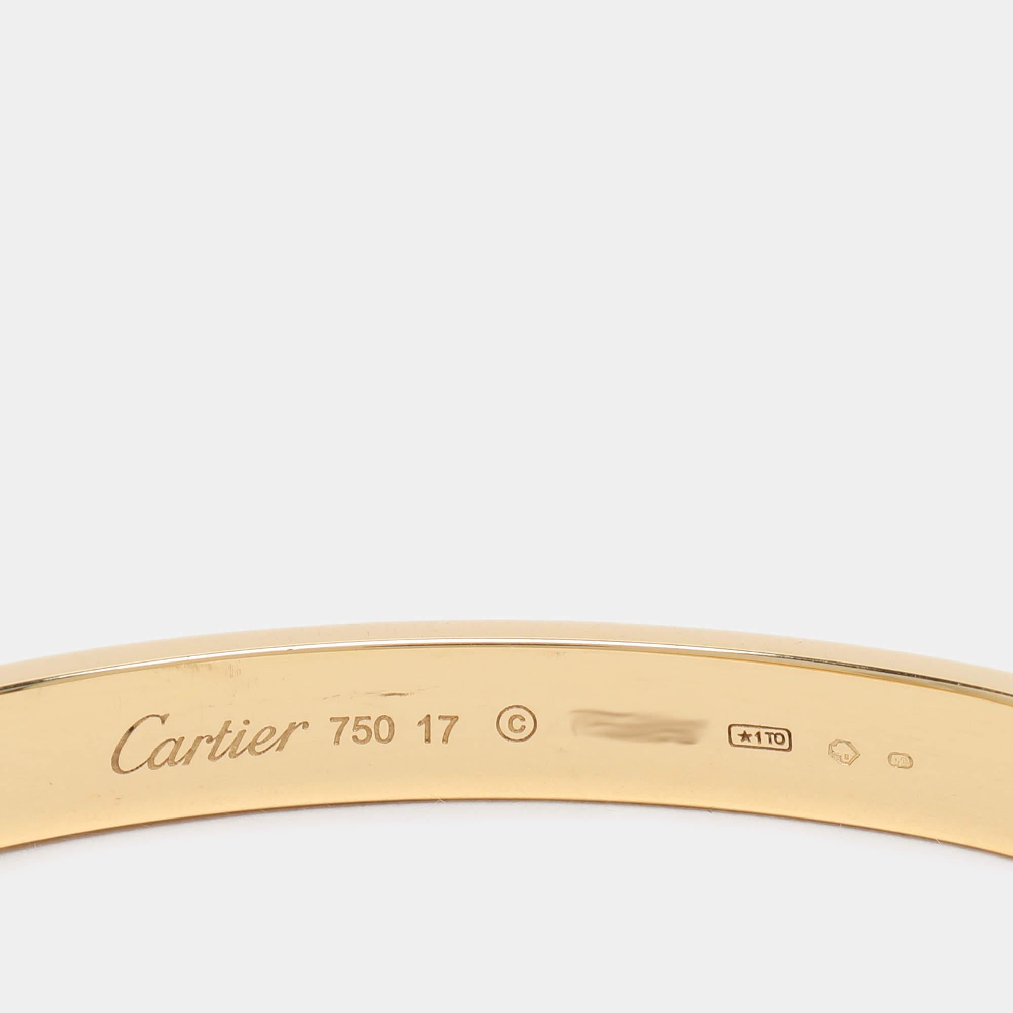 Cartier Love 18K Yellow Gold Bracelet 17 1