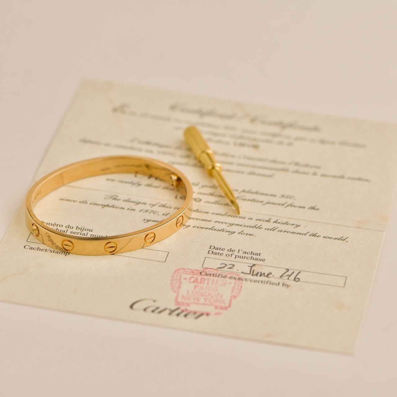 Cartier Love Bracciale in oro giallo 18k misura 16 In condizioni ottime a Banbury, GB
