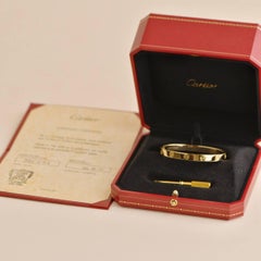 Cartier Love 18K Yellow Gold Bracelet Size 17
