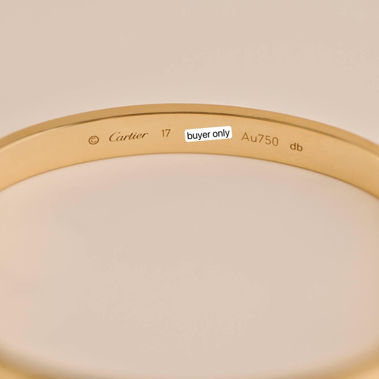 Cartier Love 18K Yellow Gold Bracelet Size 17 1