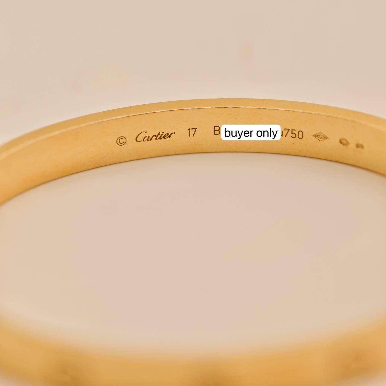 Cartier Love 18 Karat Gelbgold Armband Größe 17 3