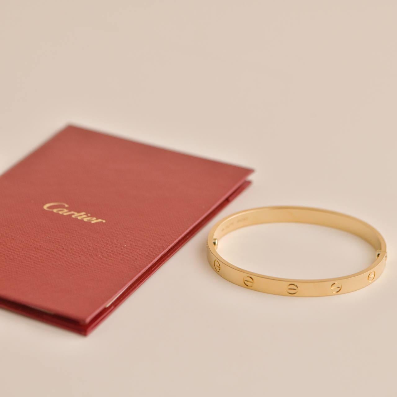 Cartier Love 18K Yellow Gold Bracelet Size 18 In Excellent Condition In Banbury, GB