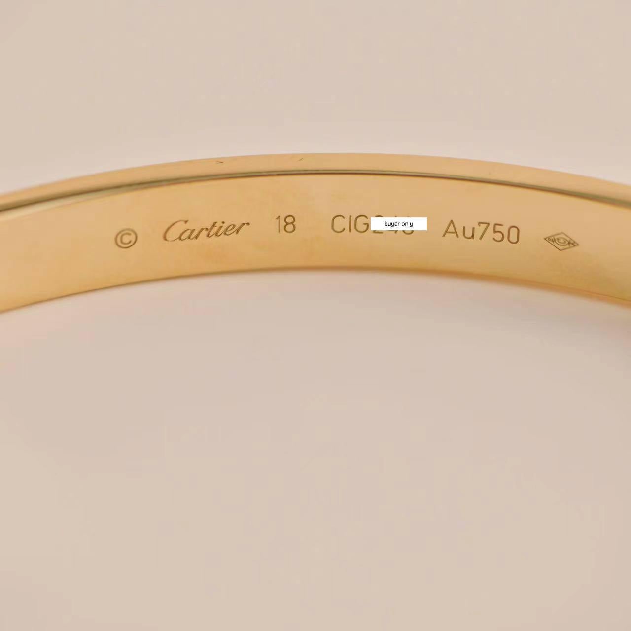 Cartier Love 18K Yellow Gold Bracelet Size 18 3