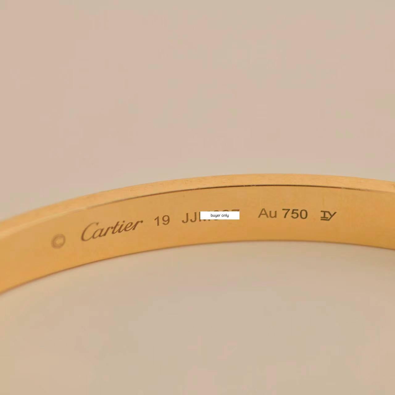 Cartier Love 18K Yellow Gold Bracelet Size 19 2