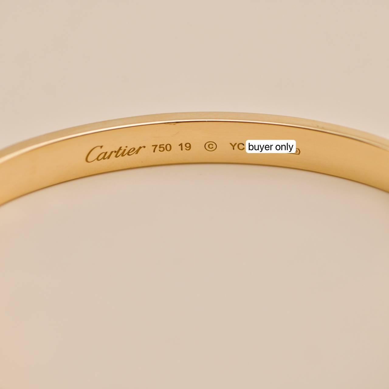 Cartier Love Bracelet en or jaune 18 carats, taille 19 en vente 4