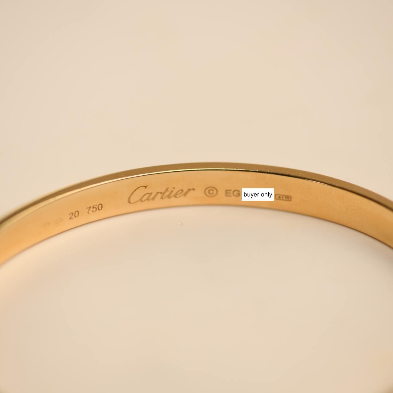 Cartier Love 18K Yellow Gold Bracelet Size 20 In Excellent Condition In Banbury, GB