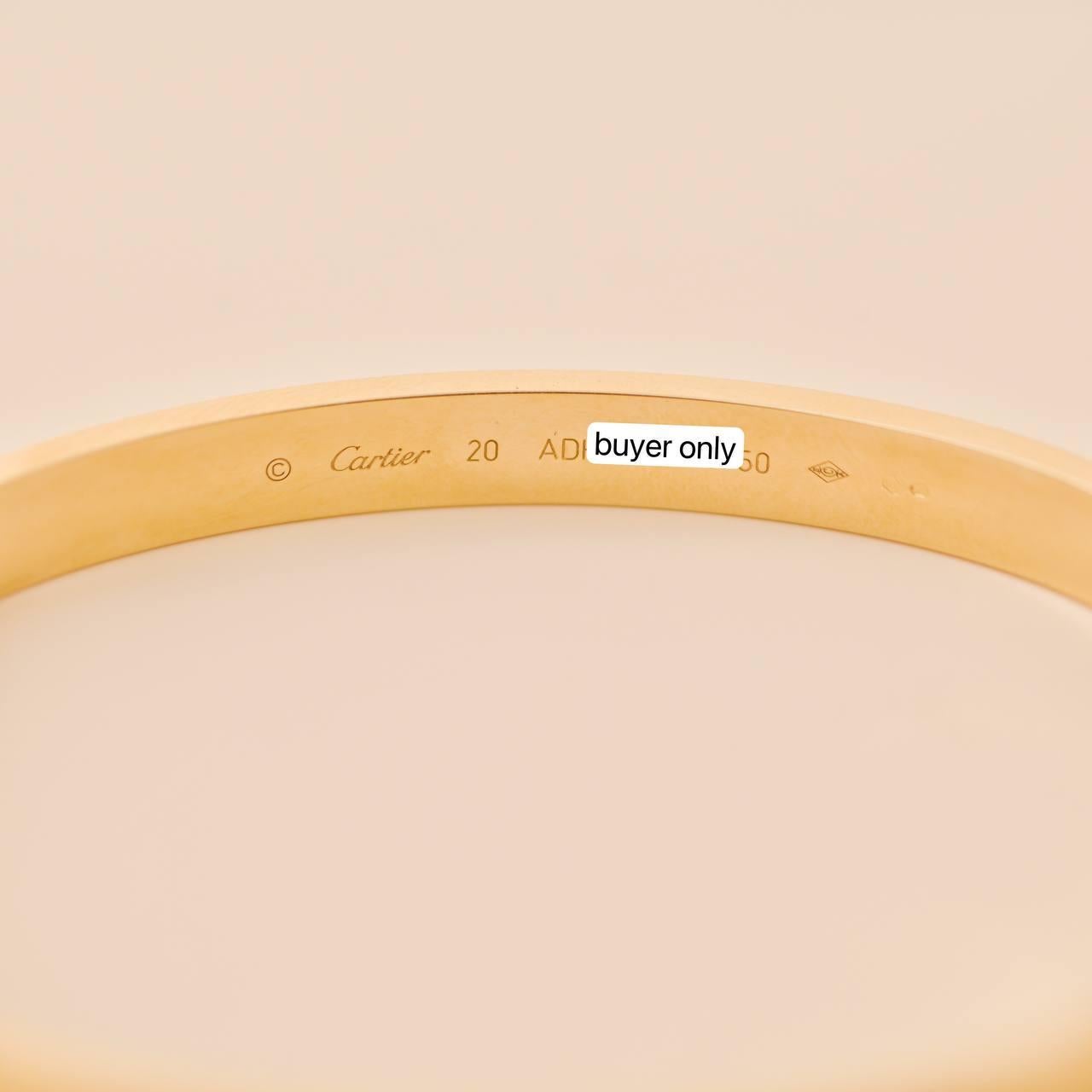 Cartier Love Bracciale in oro giallo 18 carati misura 20 in vendita 2